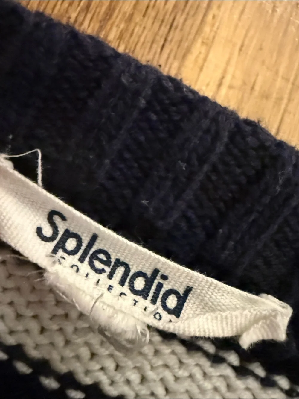 Splendid navy and White Striped Cropped Cardigan